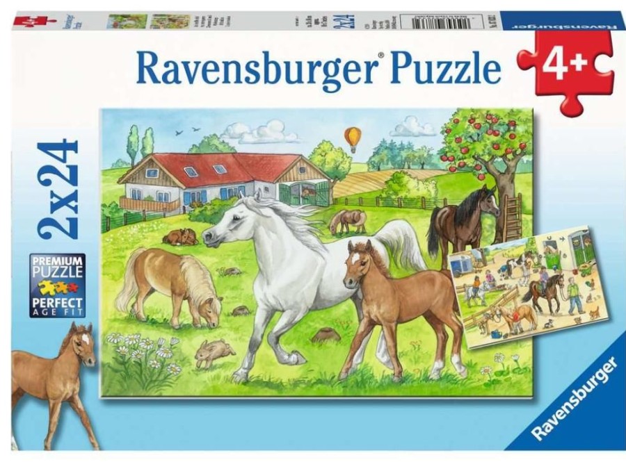 Spielzeug Ravensburger | Ravensburger Puzzle Auf Dem Pferdehof 2 X24 Teile