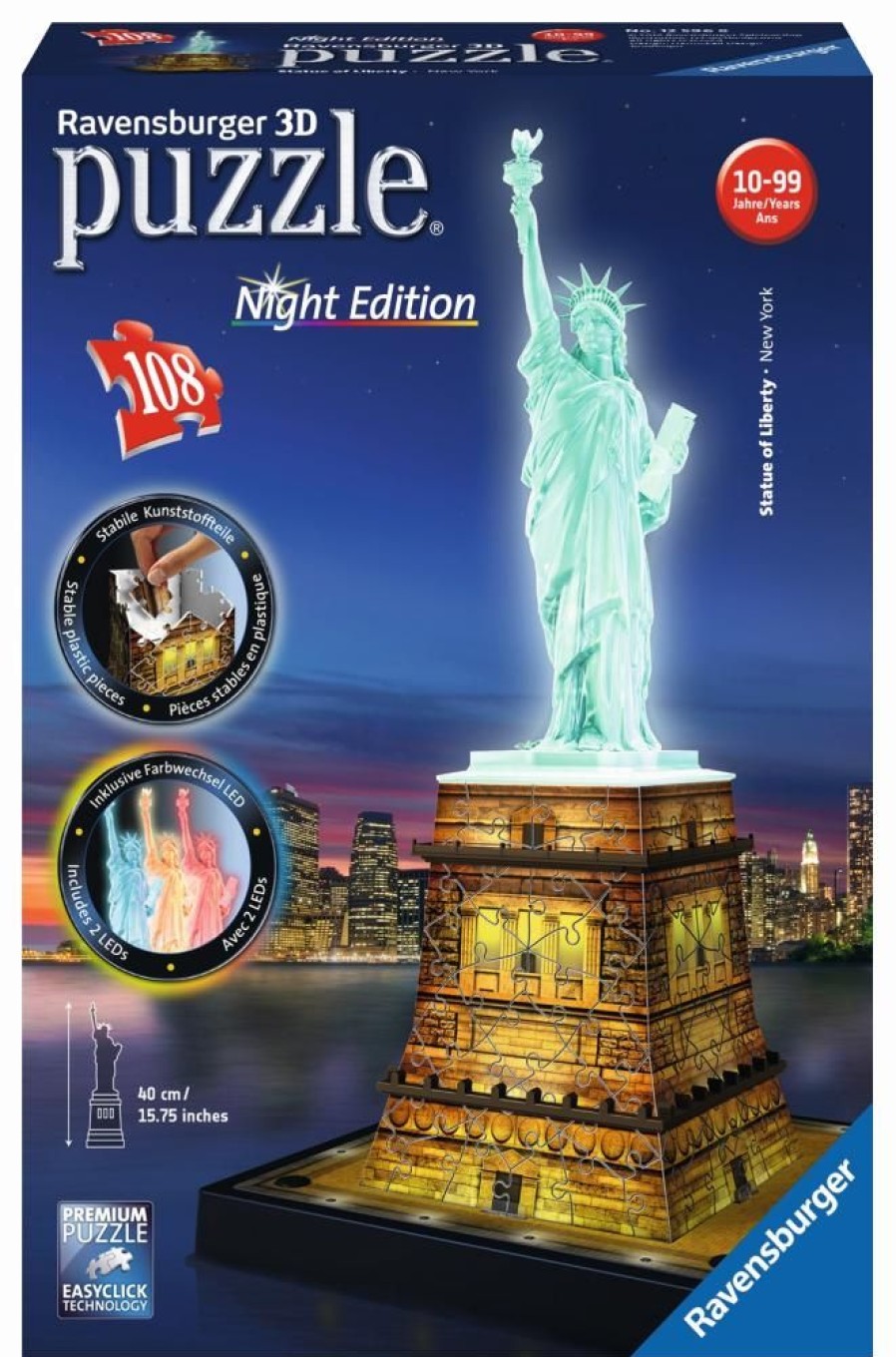 Spielzeug Ravensburger | Ravensburger Puzzle 3D Freiheitsstatue Mit Led