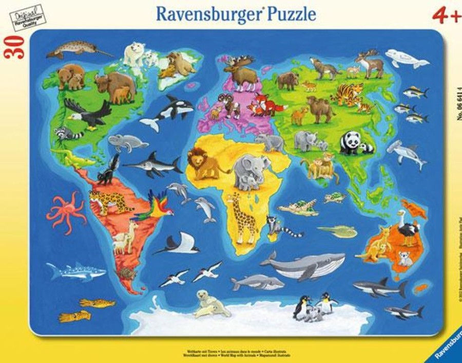 Spielzeug Ravensburger | Ravensburger Puzzle Weltkarte Mit Tieren