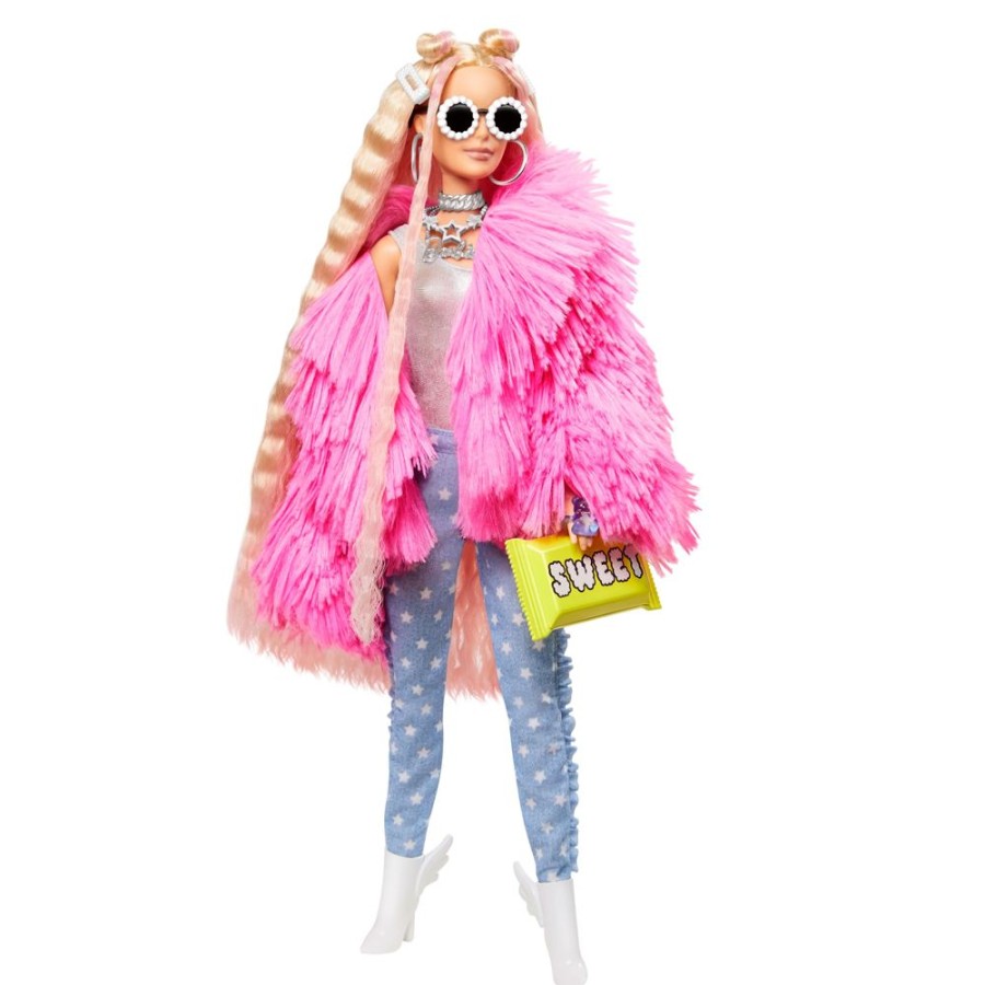 Spielzeug Barbie | Barbie Extra Puppe Blond Mit Flauschiger Jacke