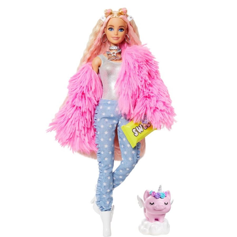 Spielzeug Barbie | Barbie Extra Puppe Blond Mit Flauschiger Jacke