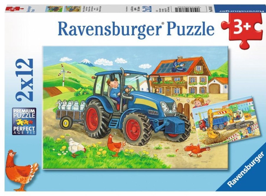 Spielzeug Ravensburger | Ravensburger Puzzle Baustelle Und Bauernhof 2X12 T