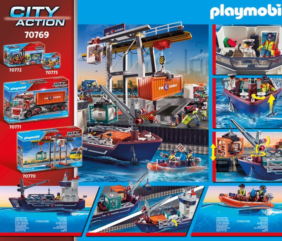 Spielzeug Playmobil | Playmobil 70769 Groses Containerschiff Mit Zollboo