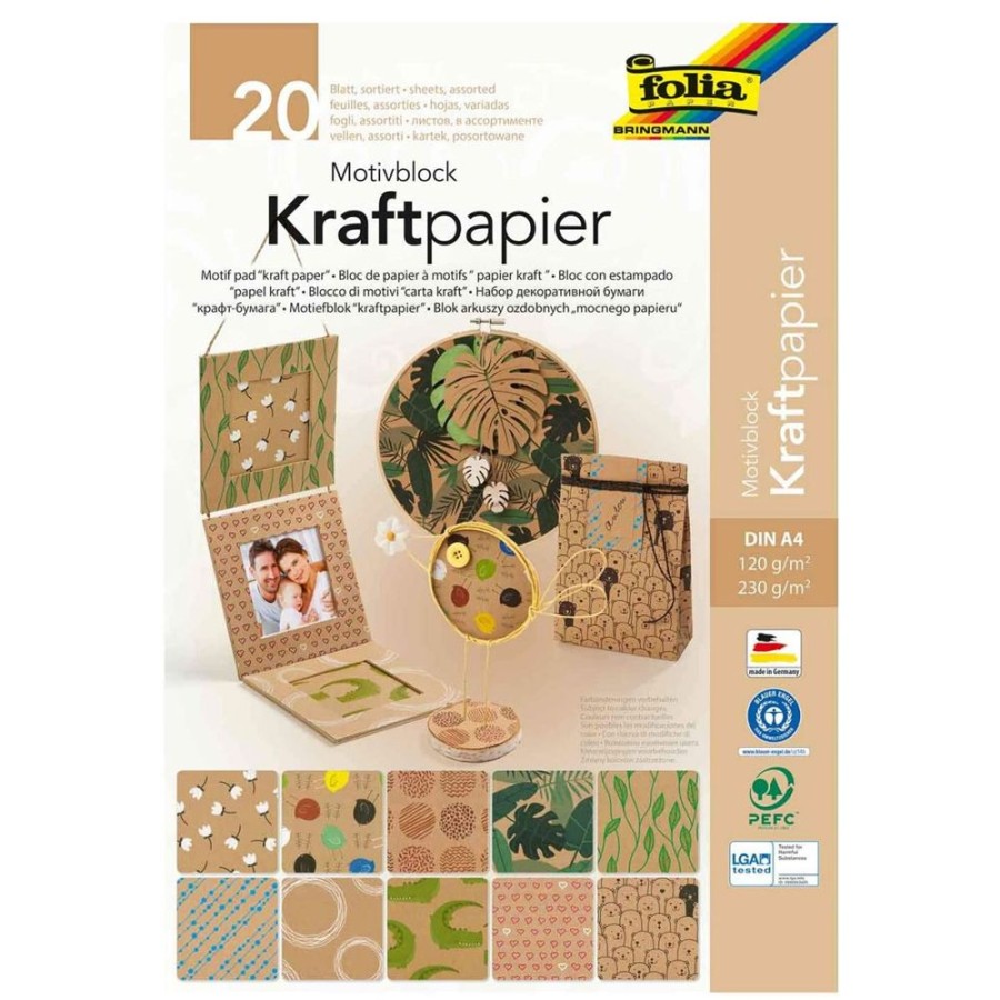 Spielzeug folia | Folia Motivblock Kraftpapier A4 20Blatt